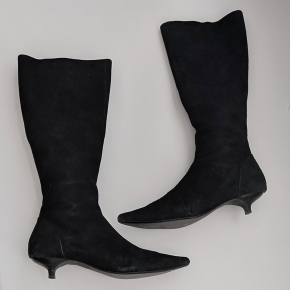 Steve Madden Shoes - Steve Madden Black Suede Knee-High Sybel Boots (Adult Size 6) w/Kitten-Heel